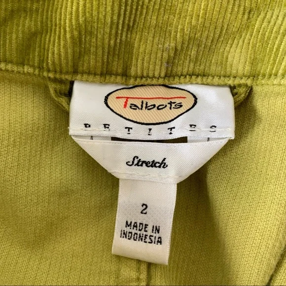 Talbots Avocado green corduroy blazer Size 2P - Picture 8 of 9
